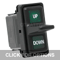 CONTURA XII, UP / DOWN, SEALED PADDLE ROCKER SWITCH, GREEN LENS