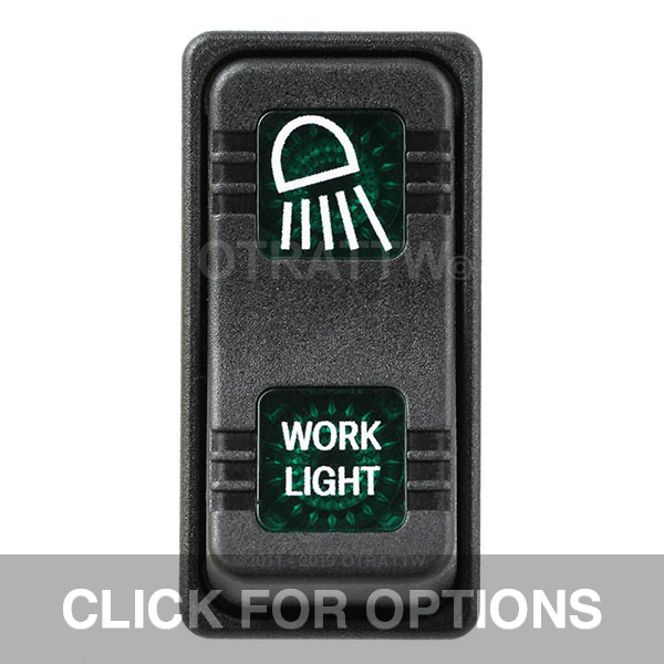 CONTURA X, WORK LIGHTS, SEALED ROCKER SWITCH, GREEN LENS