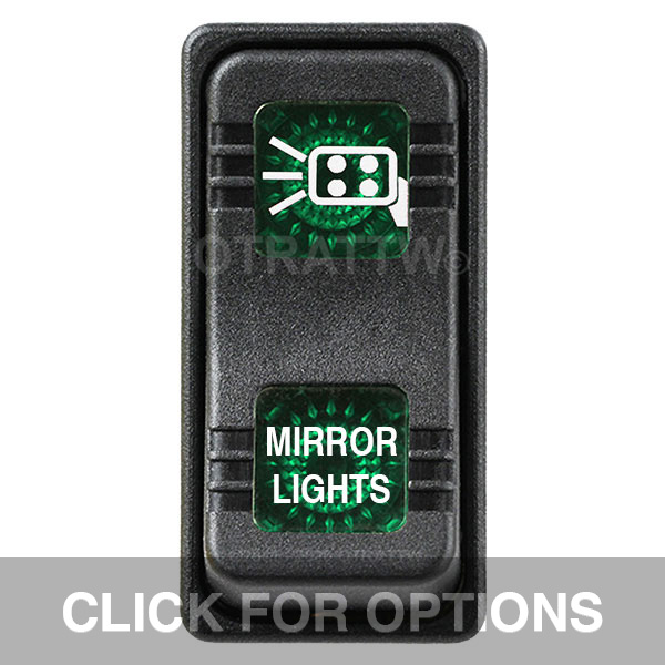 CONTURA X, MIRROR LIGHTS, SEALED ROCKER SWITCH, GREEN LENS CONTURA X, MIRROR LIGHTS, SEALED ROCKER SWITCH, GREEN LENS