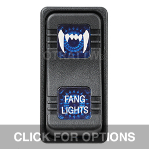 CONTURA X, FANG LIGHTS, SEALED ROCKER SWITCH, BLUE LENS CONTURA X, FANG LIGHTS, SEALED ROCKER SWITCH, BLUE LENS